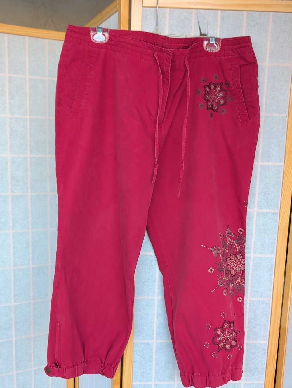 Rust Color Women's Casual Cotton Pants Beachy Vacation Resort Weekend Wear